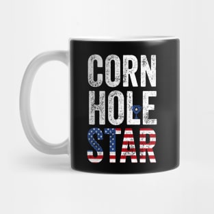 Cornhole Star Funny Toss Bean Bag Game USA flag Cornhole Mug